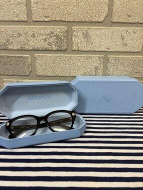 Swarovski Black SK2038 Black Eyeglass Frames with Crystals and Demo Lenses